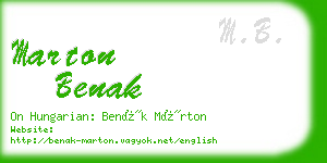 marton benak business card